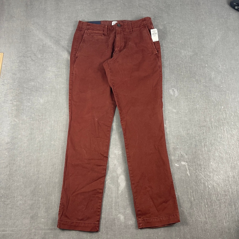 Gap Mens 28x30 Rust Red Slim Fit Chino Pants Twill Trousers 5-Pocket